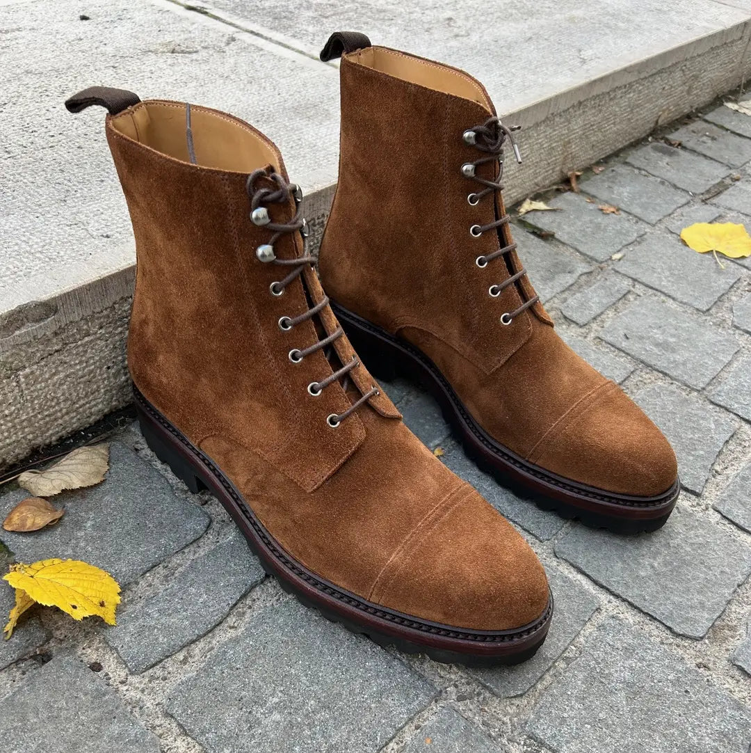 TLB Lace Up Boots in suede