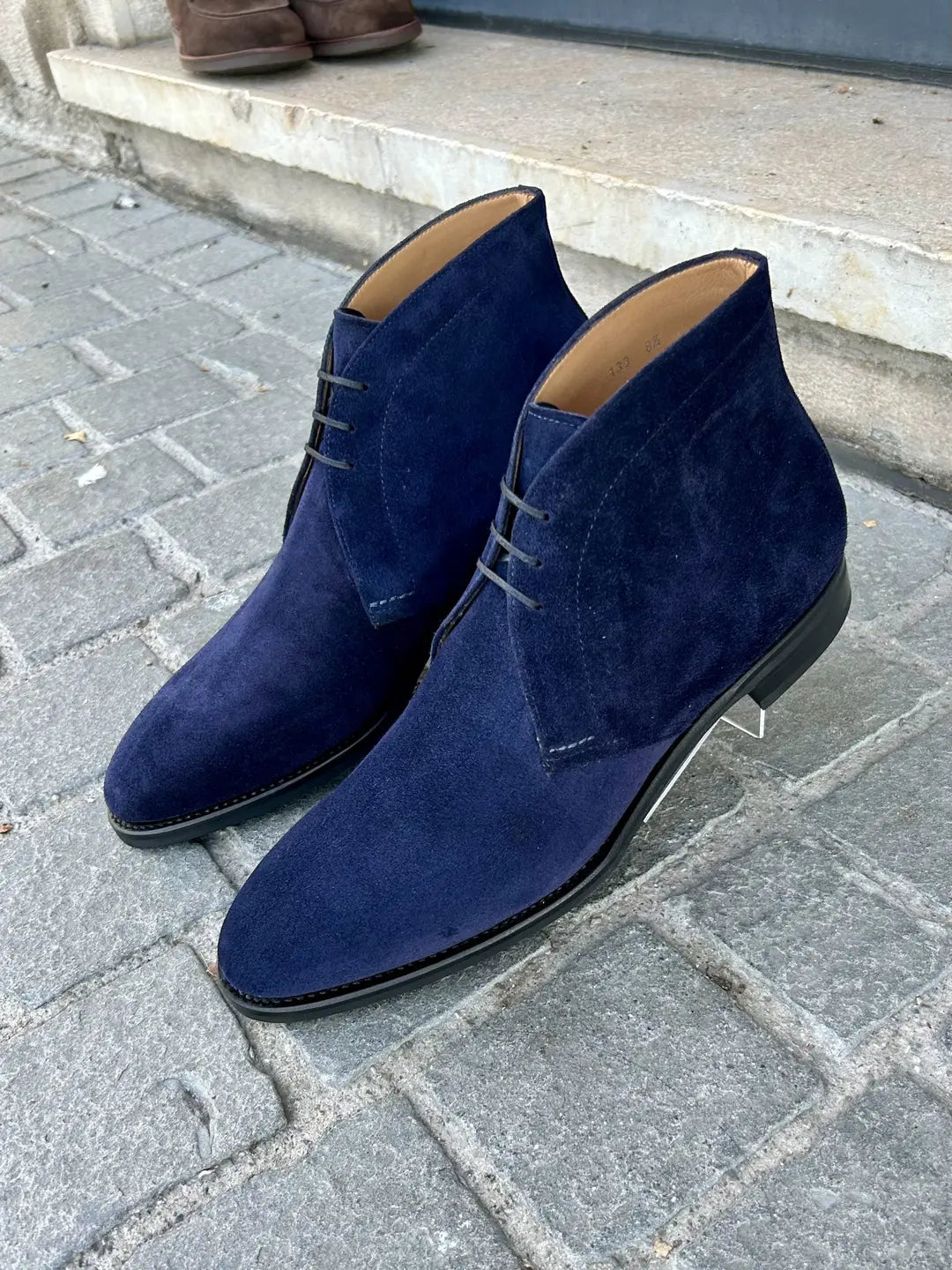 TLB Chukka Navy Boots in suede, view 4