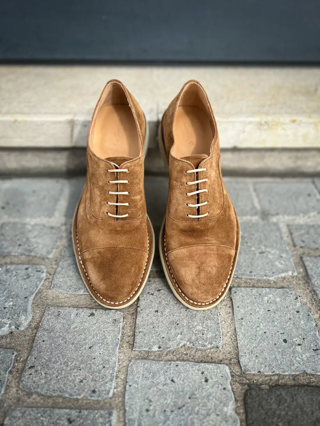 Carlos Santos Toe Cap Cognac Suede Cap Toe Oxford, view 5
