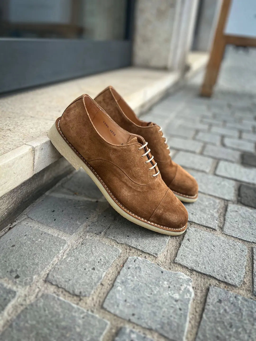 Carlos Santos Toe Cap Cognac Suede Cap Toe Oxford
