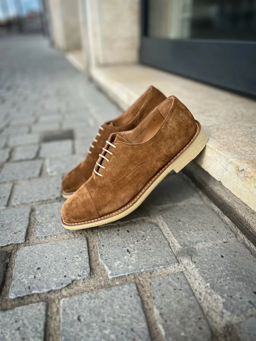 Carlos Santos Toe Cap Cognac Suede Cap Toe Oxford, view 4