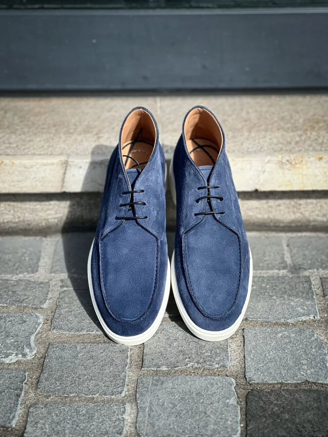 Carlos Santos Blue Suede Ankle Boot, view 4
