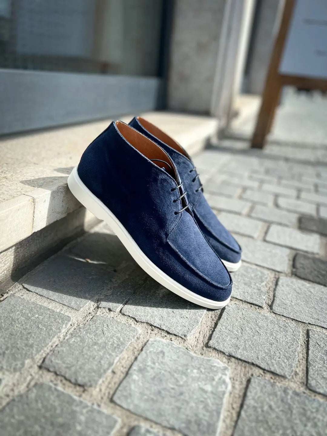 Carlos Santos Blue Suede Ankle Boot