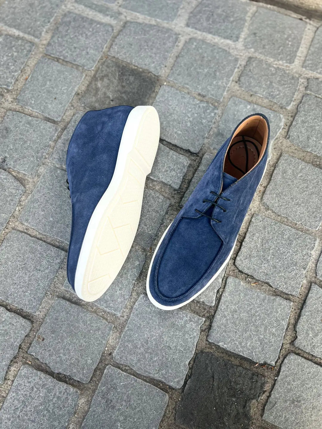 Carlos Santos Blue Suede Ankle Boot, view 2