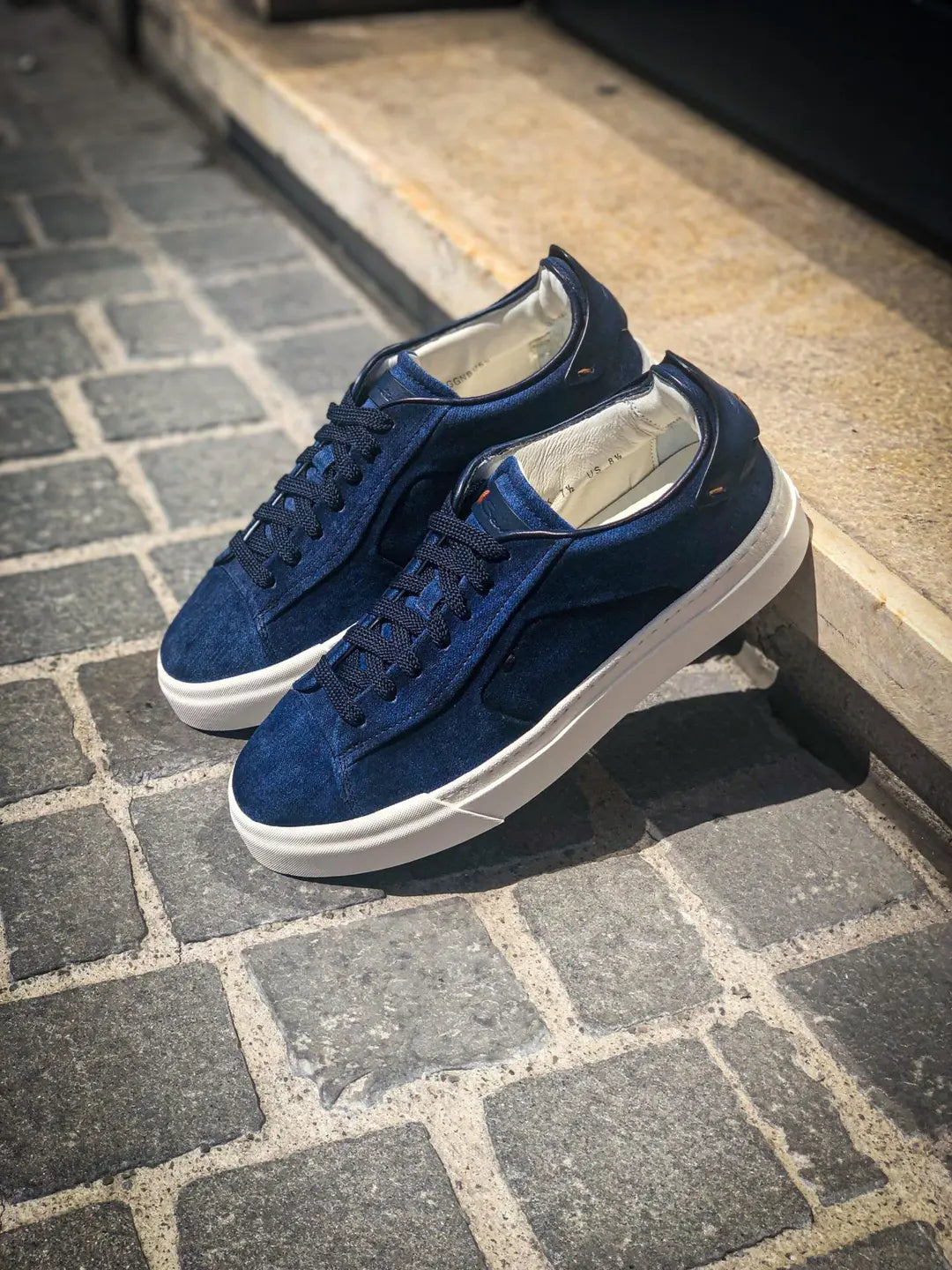 Santoni Blue Jeans Trainer in suede, view 5