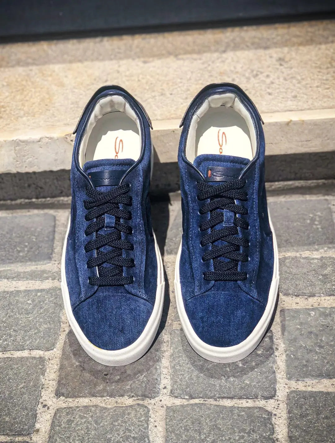 Santoni Blue Jeans Trainer in suede, view 4