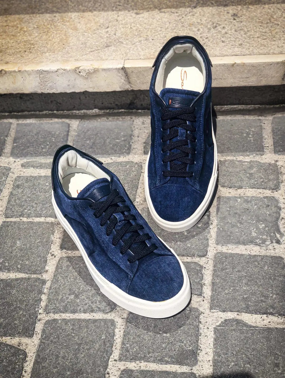 Santoni Blue Jeans Trainer in suede, view 3