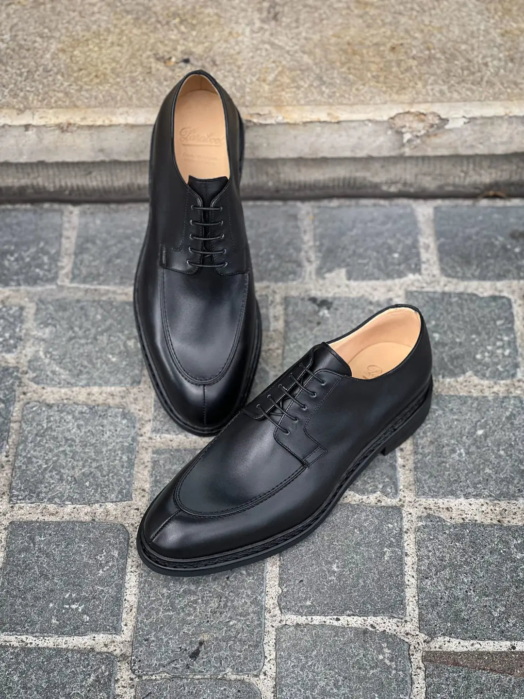 Paraboot Rousseau Black Derby in calf leather, view 3