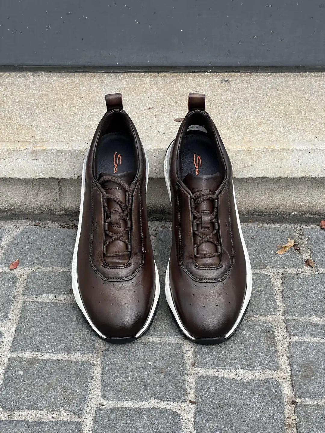 Santoni Sneakers Dark Brown Leather, view 5