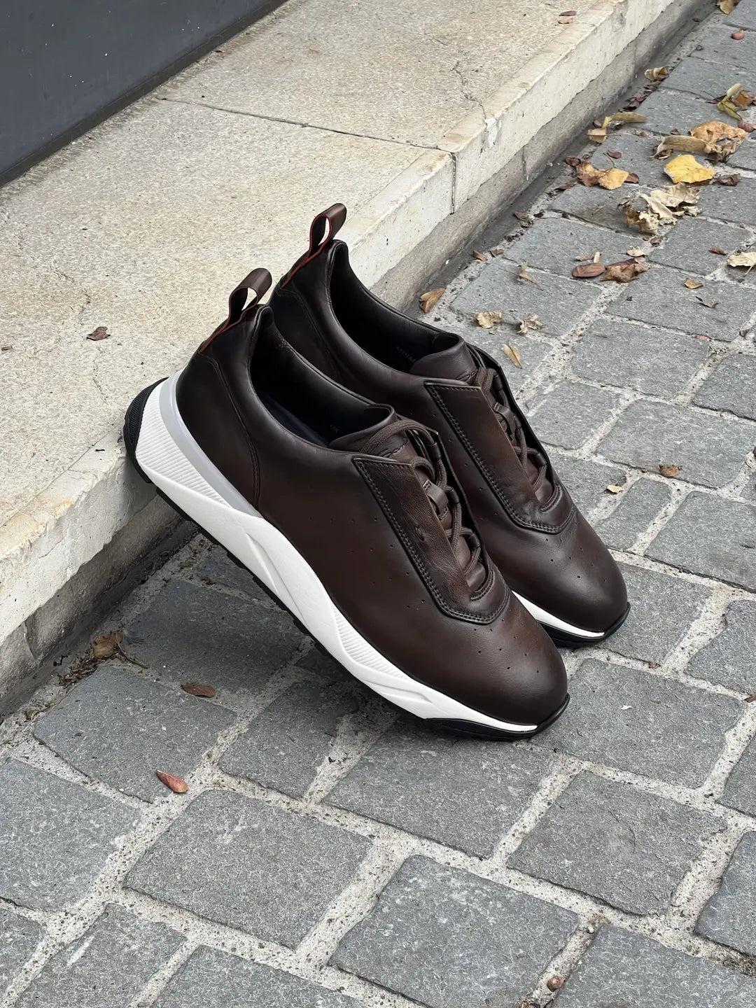 Santoni Sneakers Dark Brown Leather