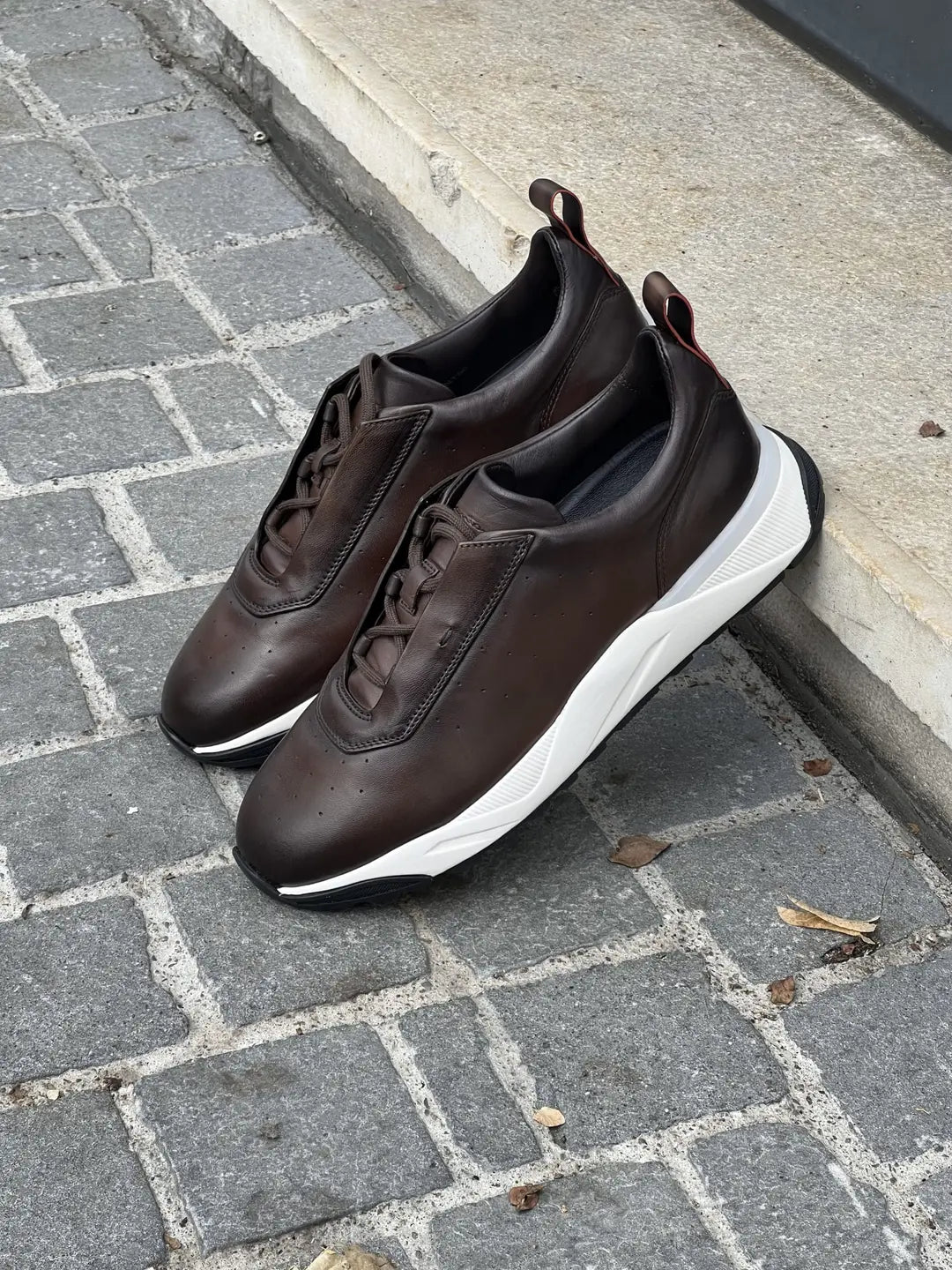 Santoni Sneakers Dark Brown Leather, view 4