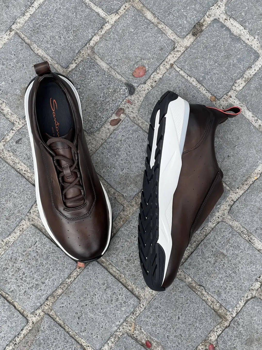 Santoni Sneakers Dark Brown Leather, view 2