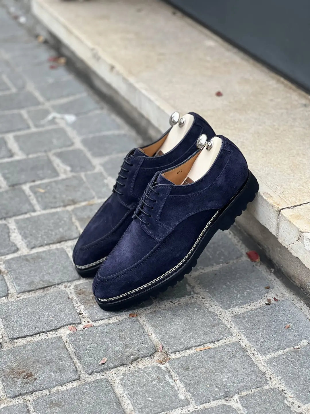 Bontoni Quasimodo Navy Derby in suede, view 4