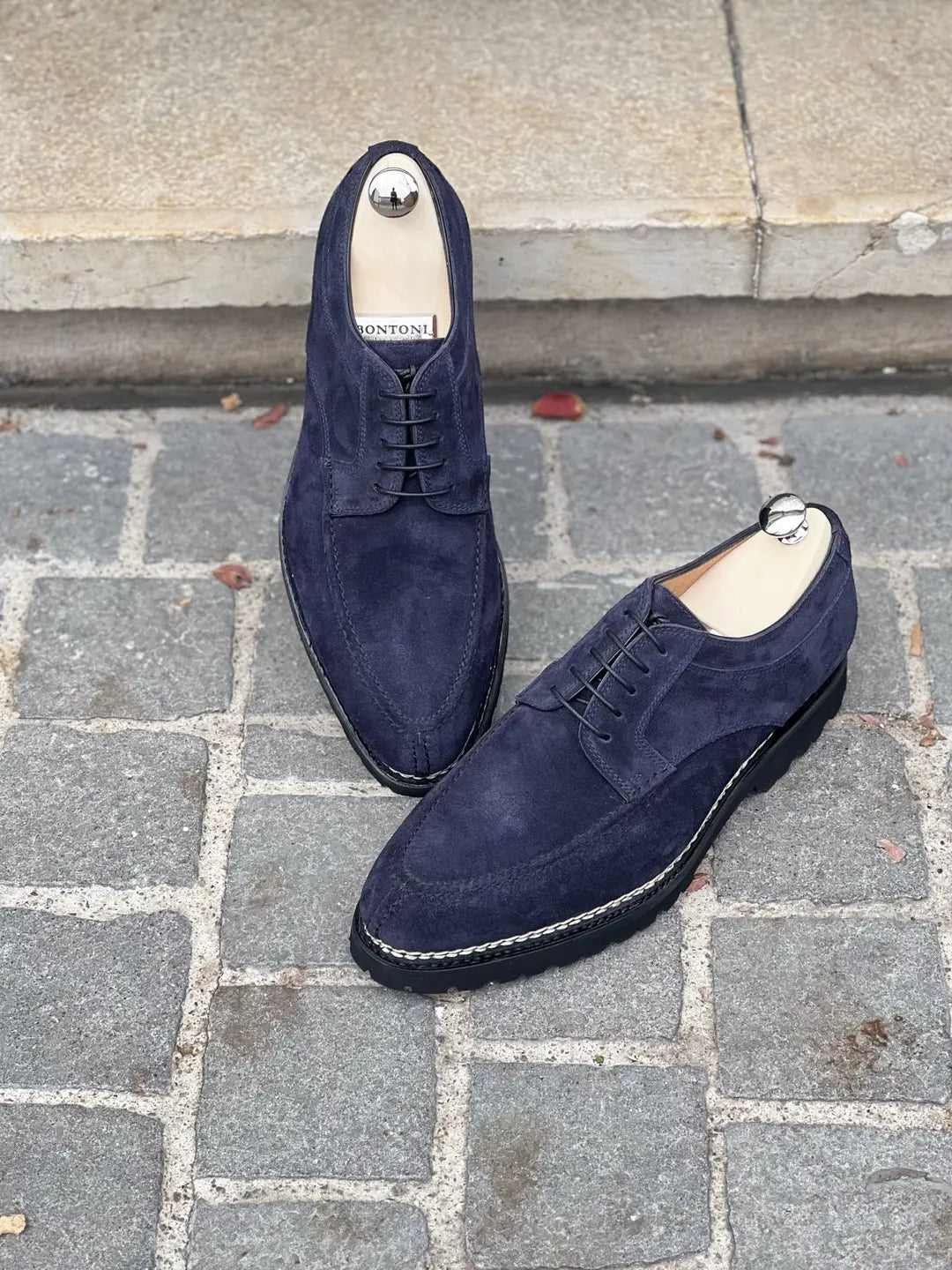 Bontoni Quasimodo Navy Derby in suede, view 3