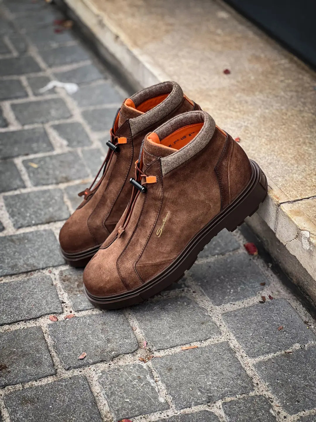 Santoni Mountain Boot Dark Brown Suede, view 4