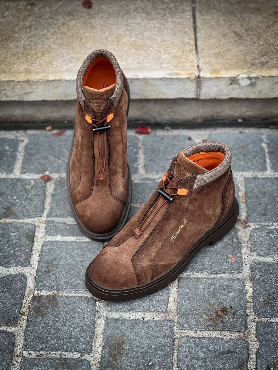 Santoni Mountain Boot Dark Brown Suede, view 3