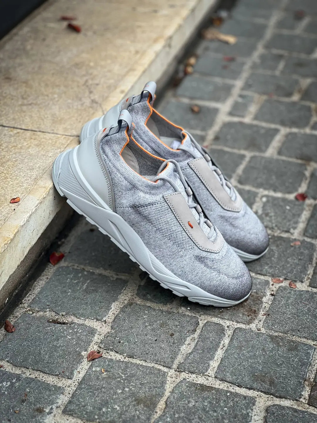 Santoni Sneakers Sock Light Grey Suede