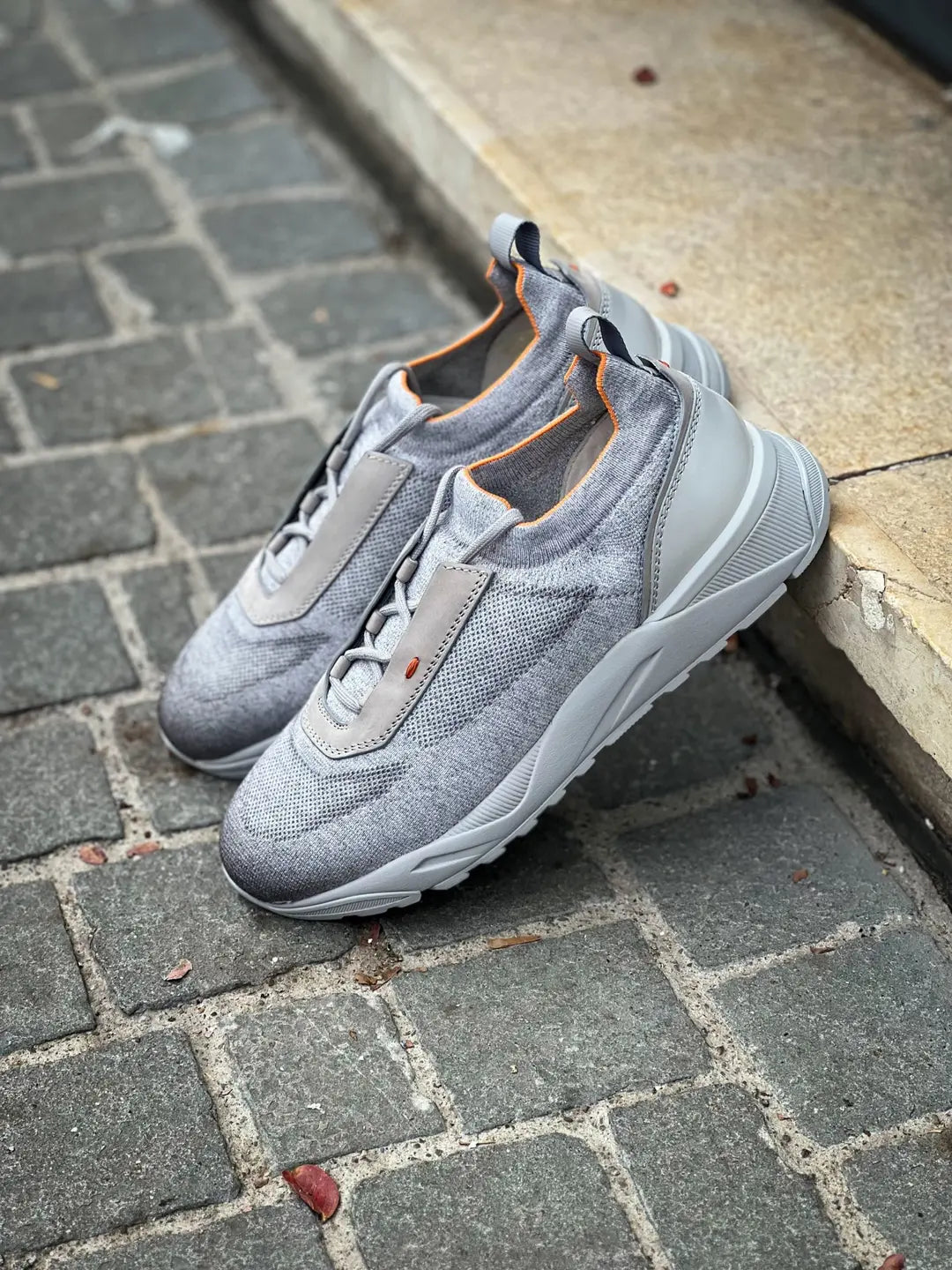Santoni Sneakers Sock Light Grey Suede, view 2