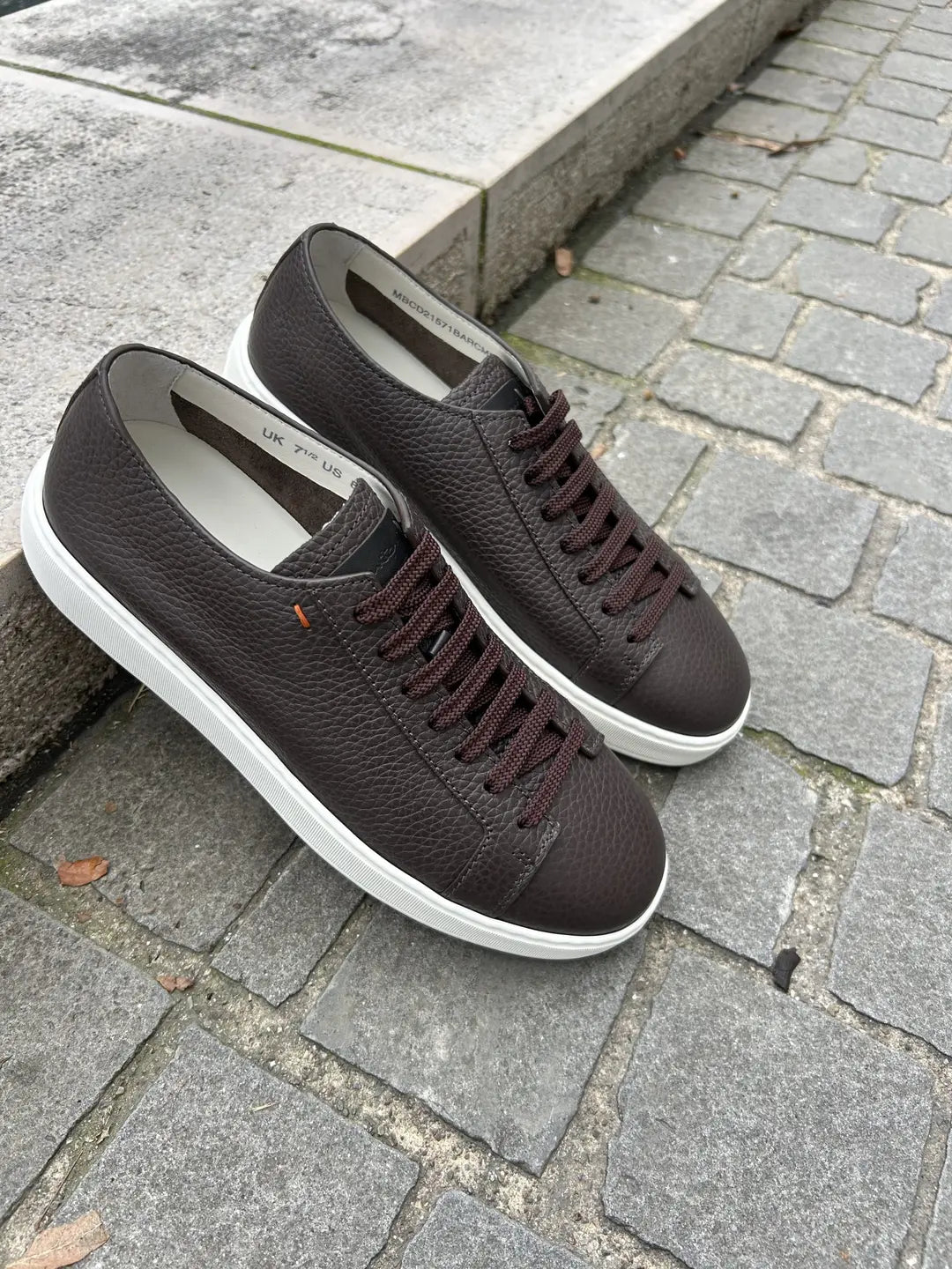 Santoni Grain Leather Trainers