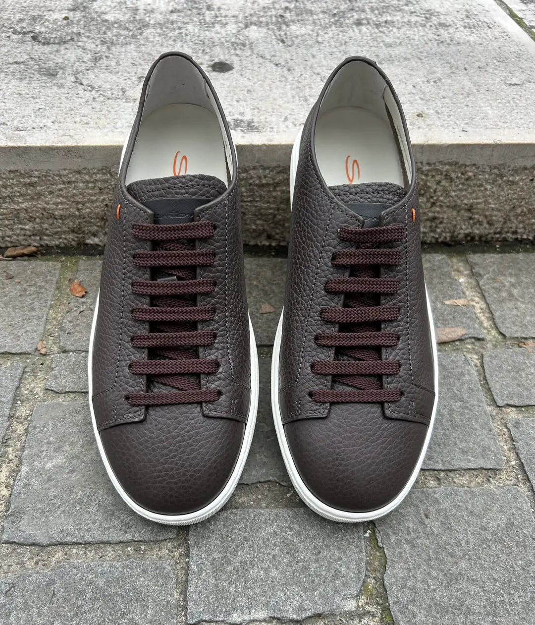 Santoni Grain Leather Trainers, view 2