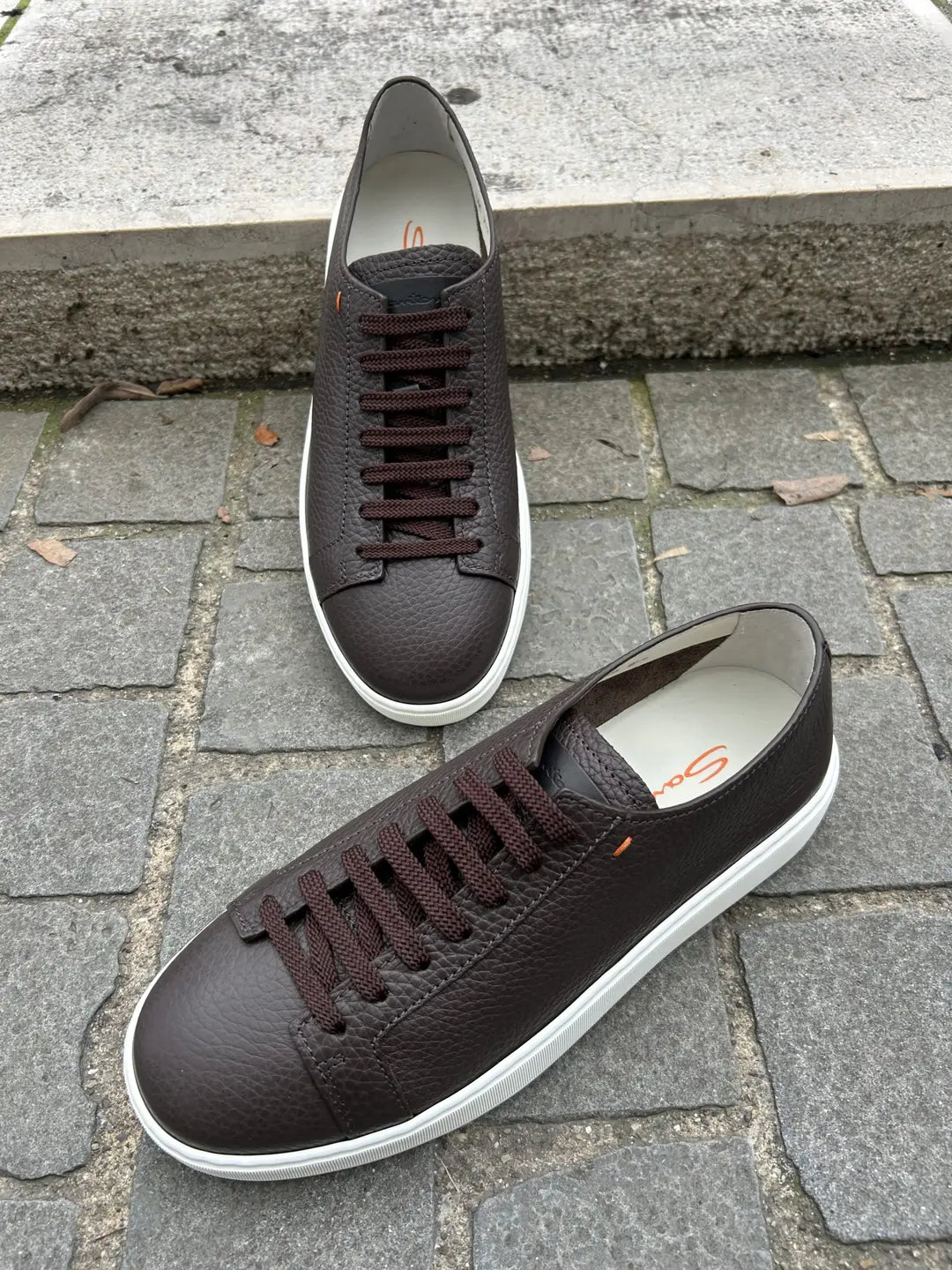 Santoni Grain Leather Trainers, view 3