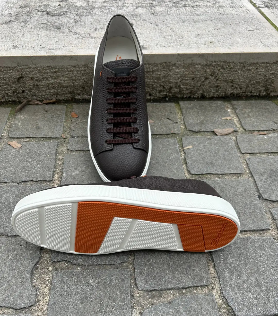 Santoni Grain Leather Trainers, view 4