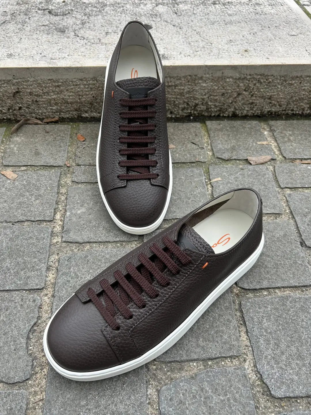 Santoni Grain Leather Trainers, view 5