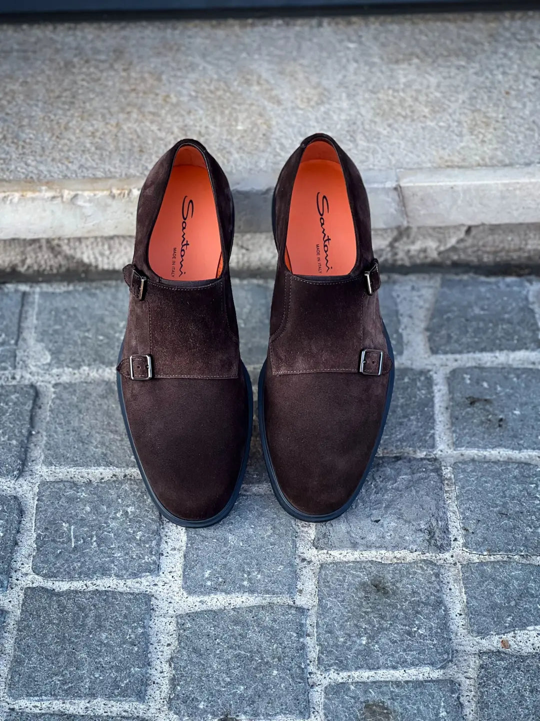 Santoni Easy Double Buckle Dark Brown Suede, view 5