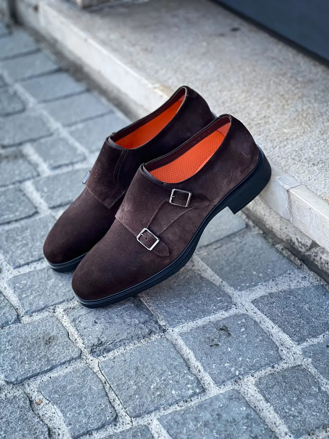 Santoni Easy Double Buckle Dark Brown Suede, view 4