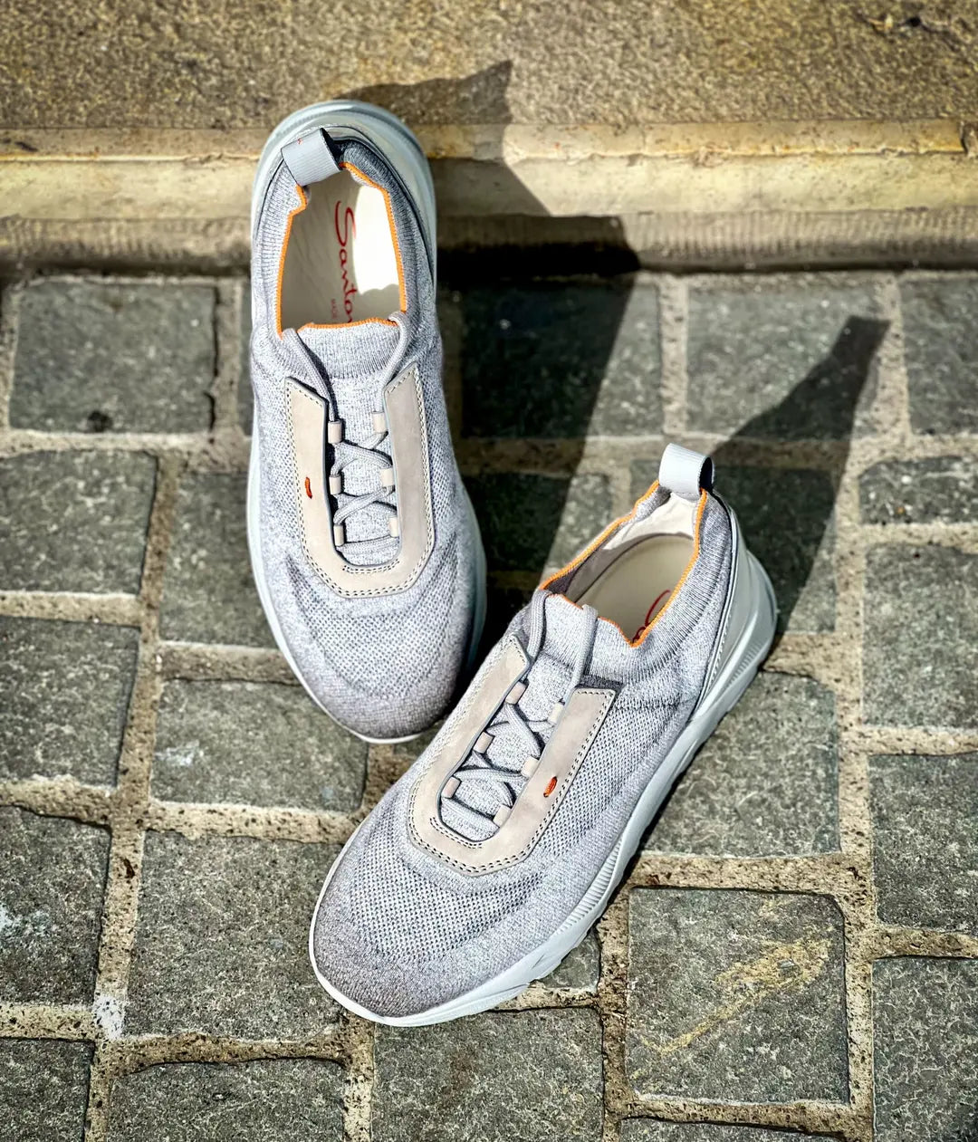 Santoni Sneakers Sock Light Grey Suede, view 4