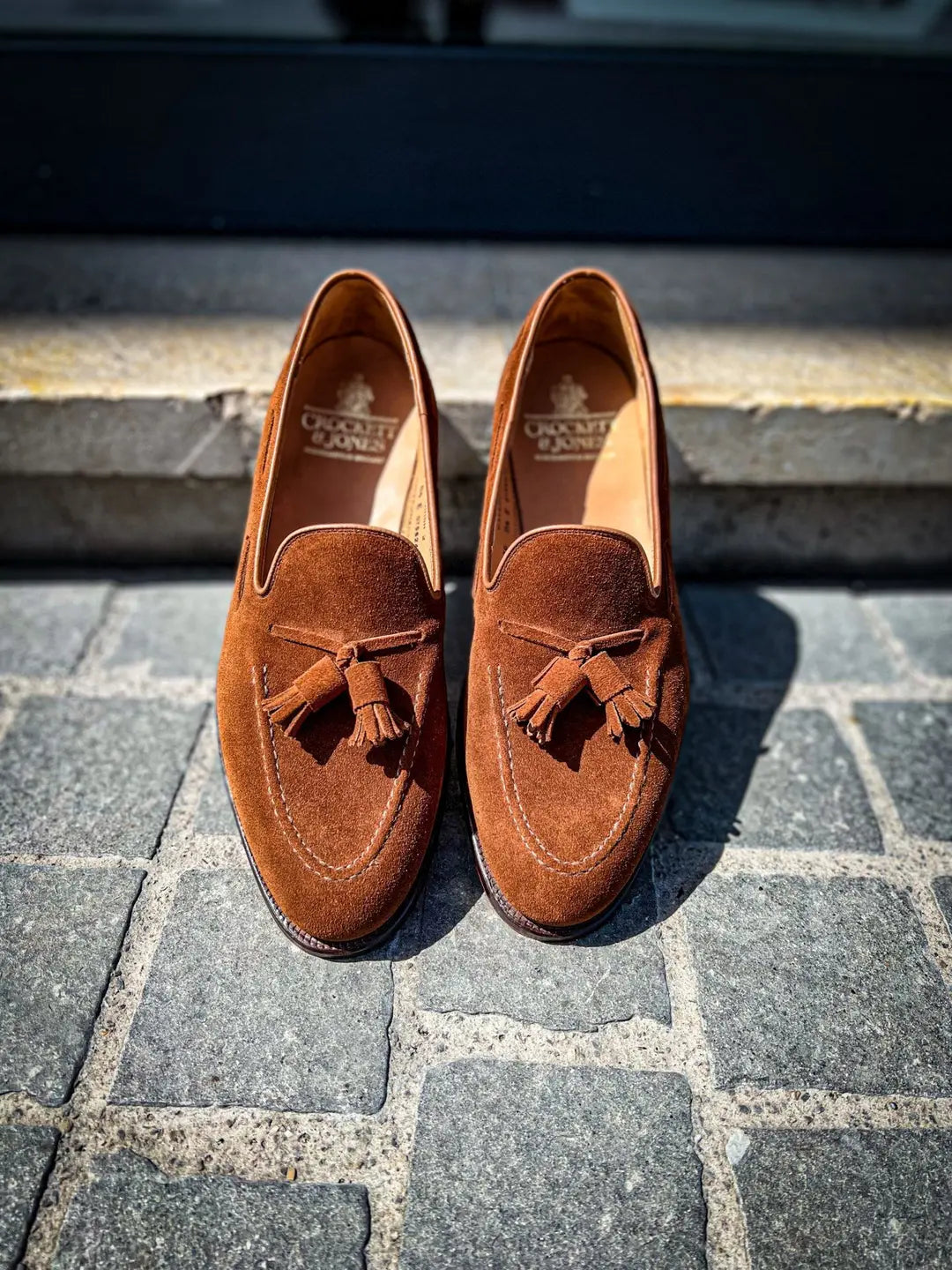 Crockett & Jones Cavendish Polo Brown Suede Tassel Loafer, view 5