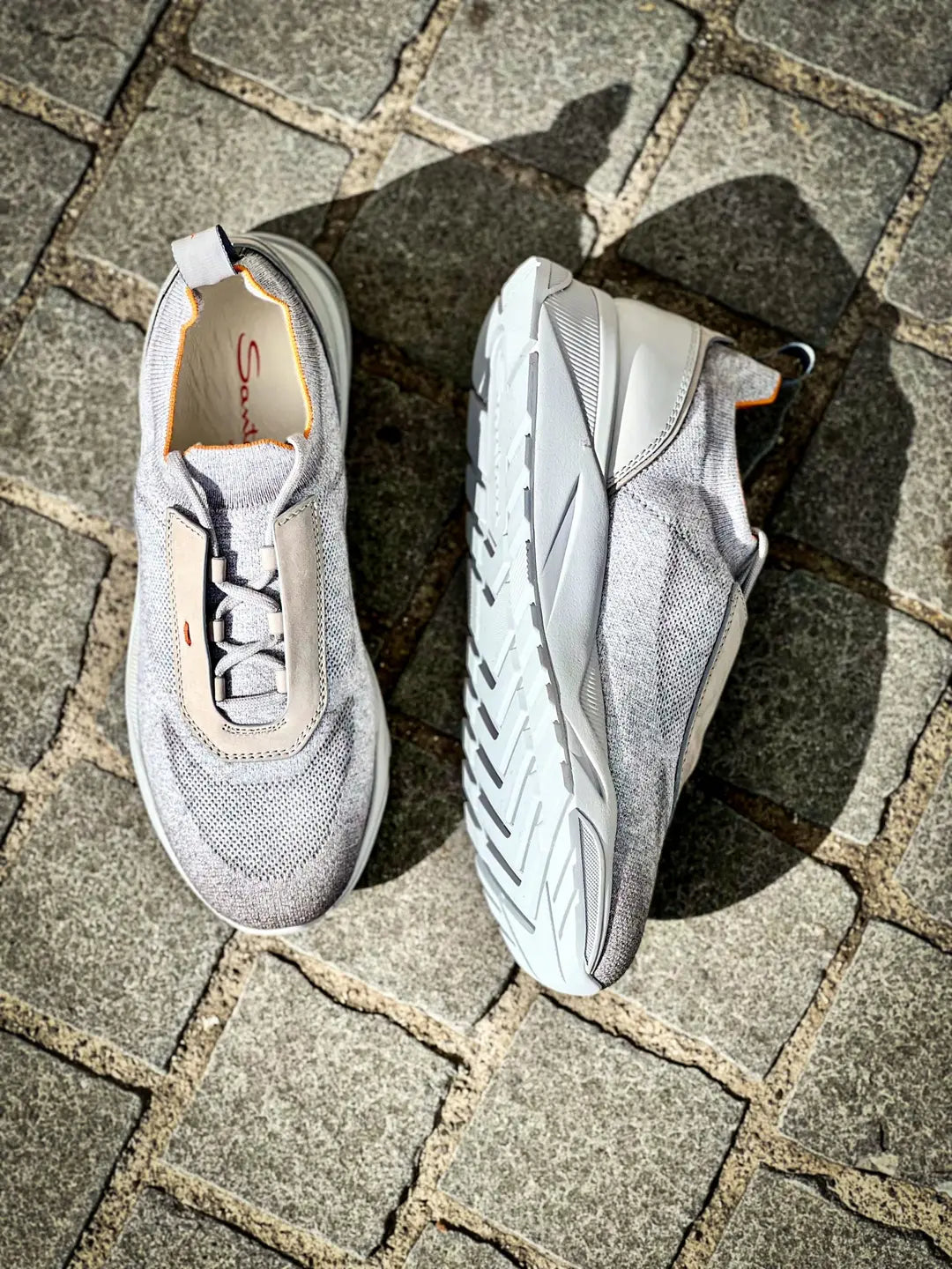 Santoni Sneakers Sock Light Grey Suede, view 5
