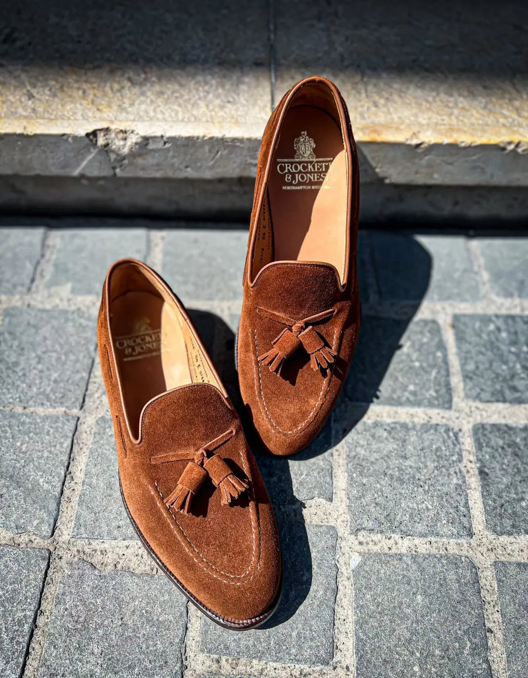Crockett & Jones Cavendish Polo Brown Suede Tassel Loafer, view 3