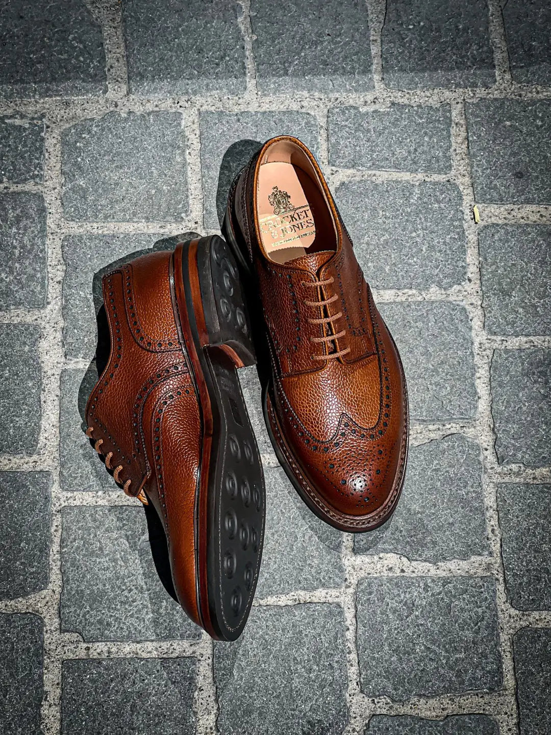 Crockett & Jones Pembroke Tan Brogue Derby in Scotch grain leather, view 2