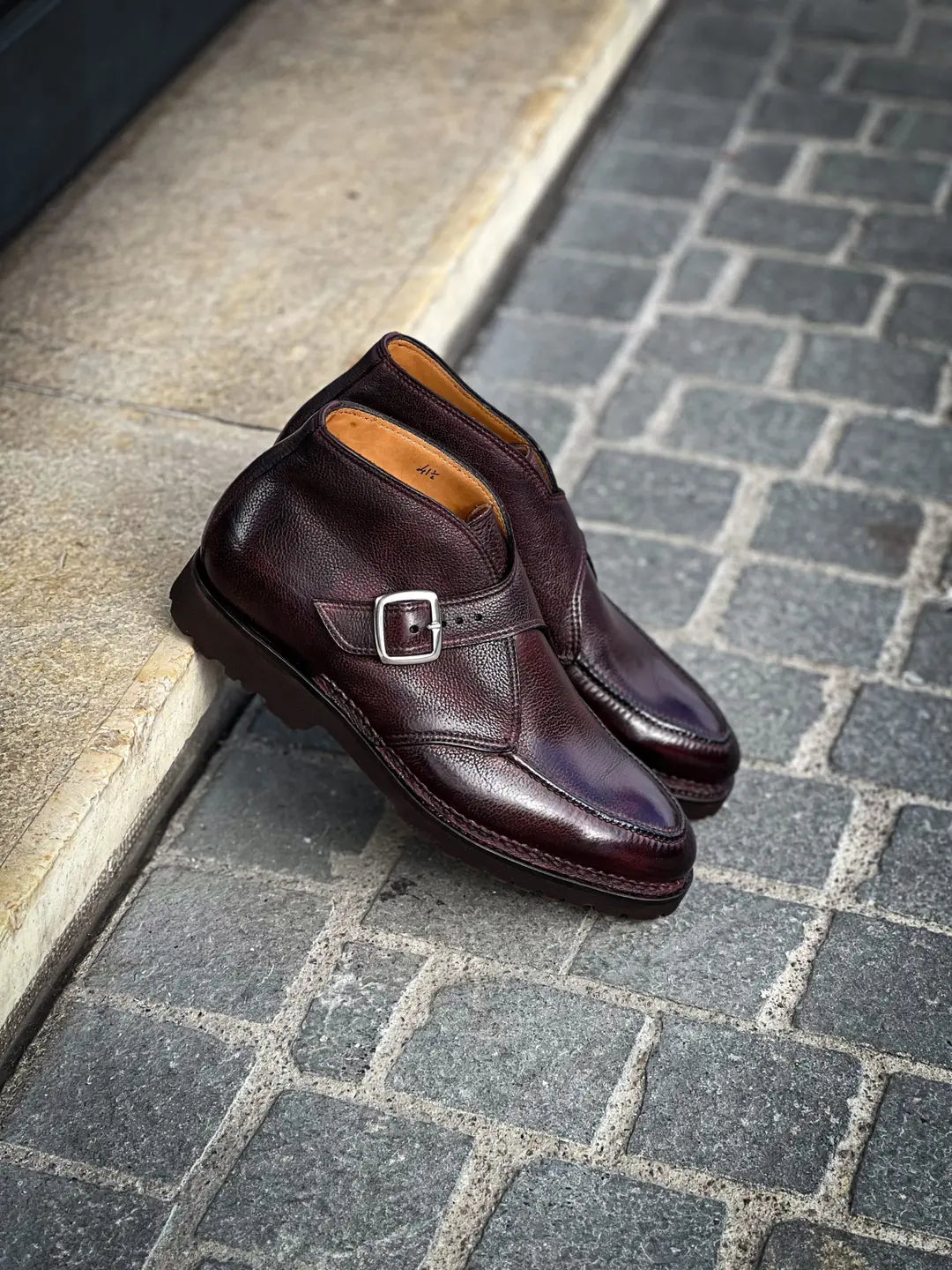 Bontoni Visionario Apron Burgundy Derby in calf leather