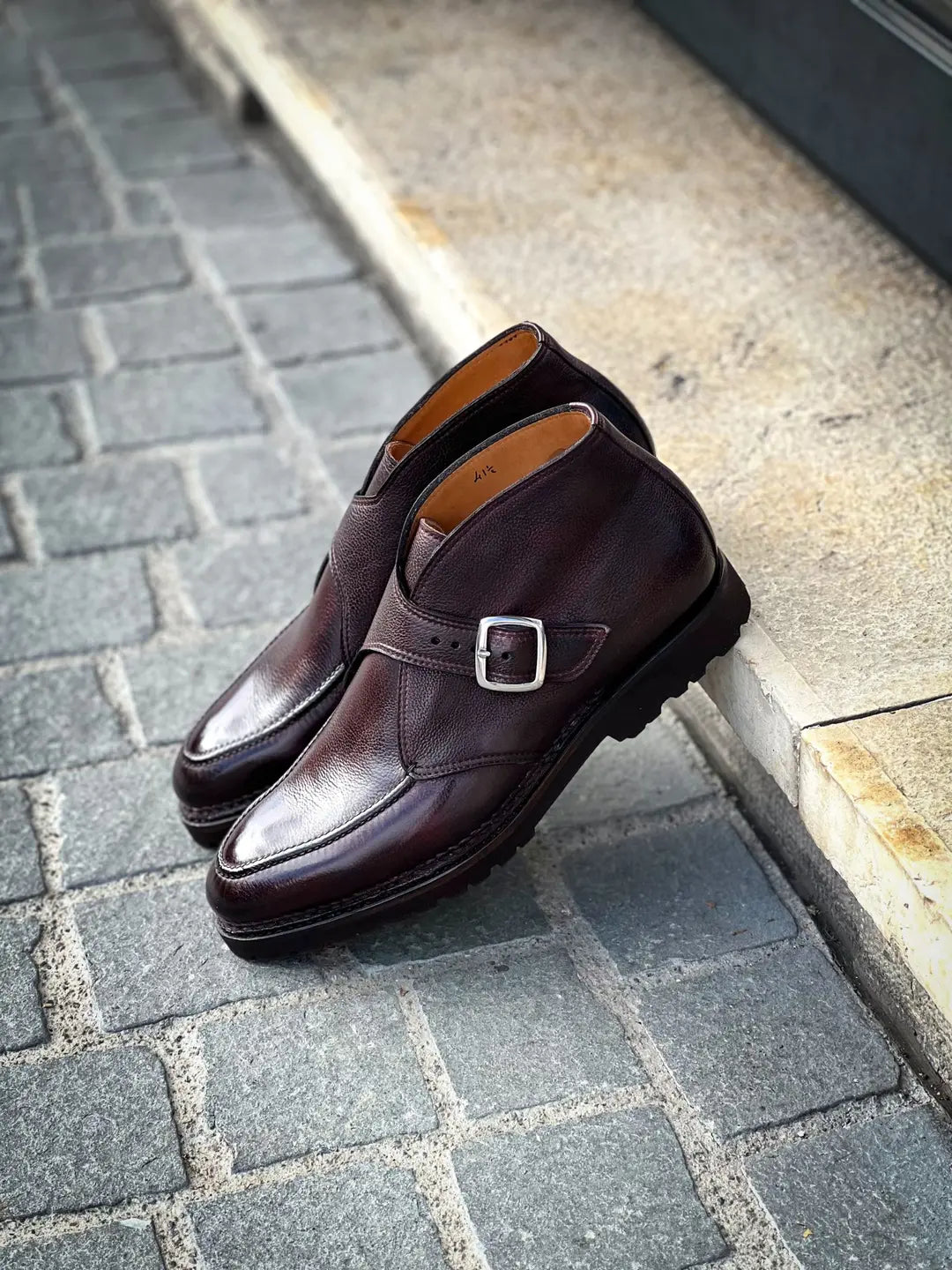 Bontoni Visionario Apron Burgundy Derby in calf leather, view 4
