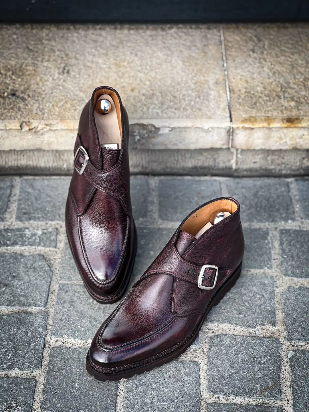 Bontoni Visionario Apron Burgundy Derby in calf leather, view 3