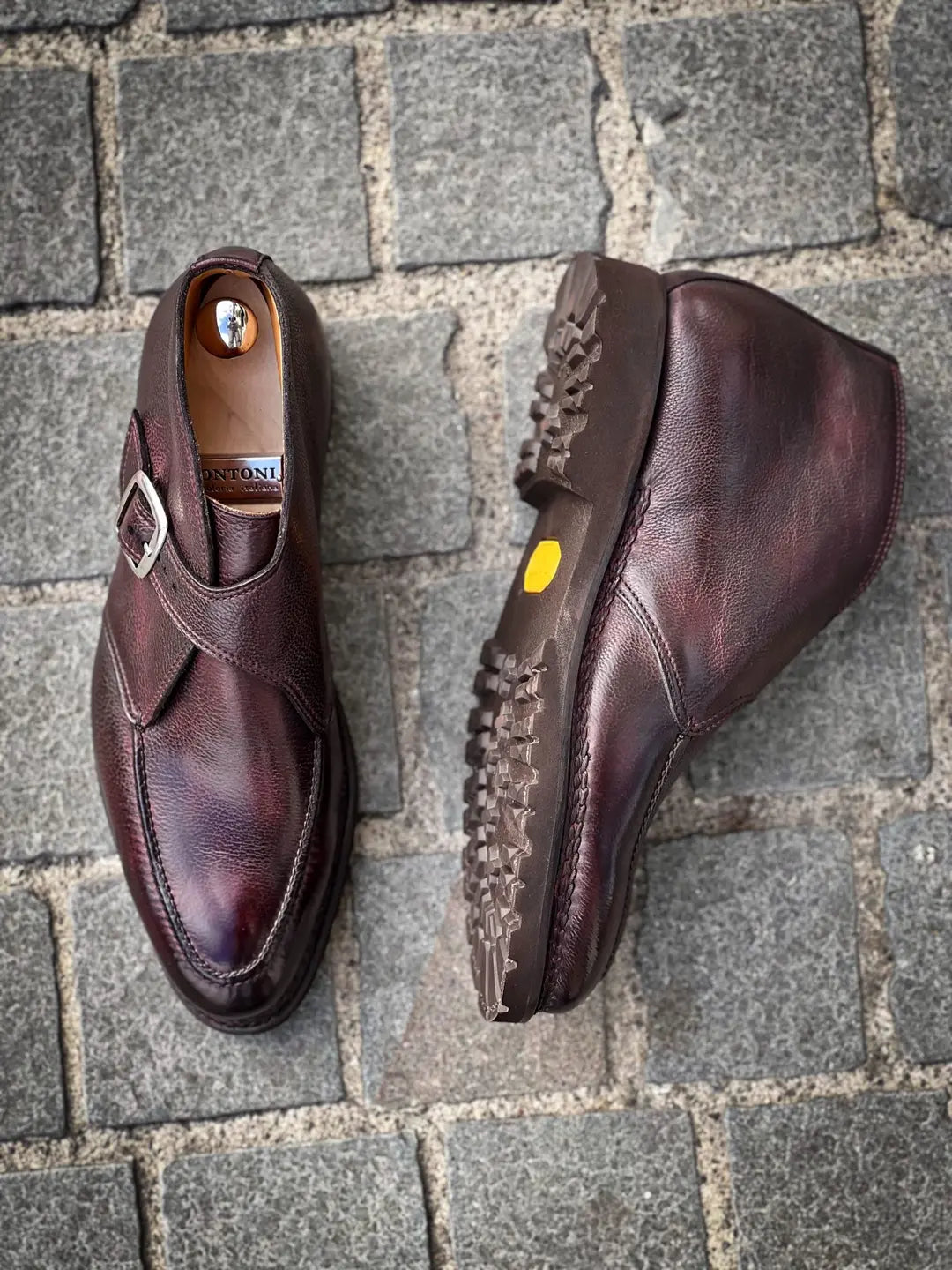 Bontoni Visionario Apron Burgundy Derby in calf leather, view 2