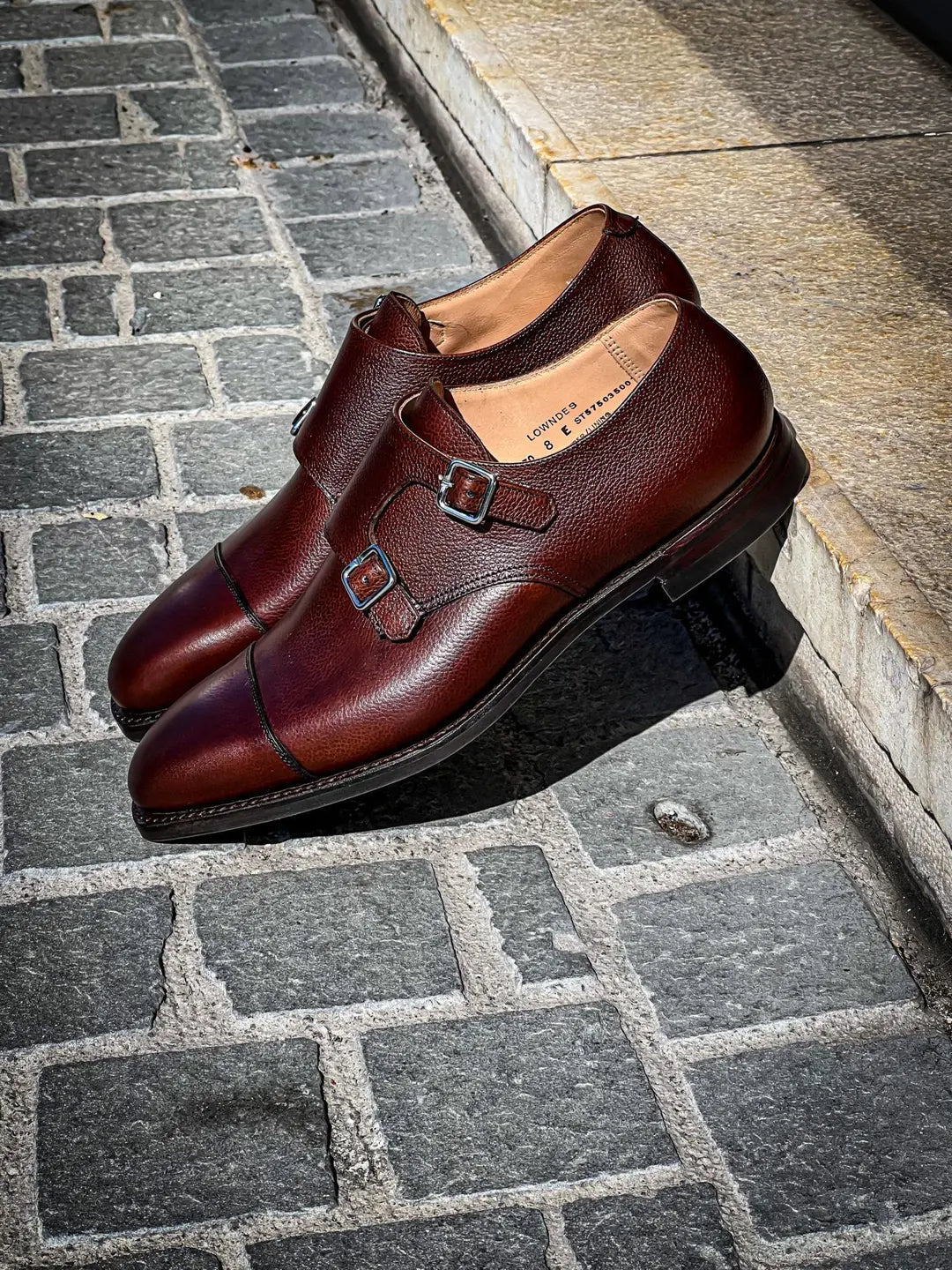 Crockett & Jones Lowndes Pebble Grain Dark Brown Double Monk Strap, view 3