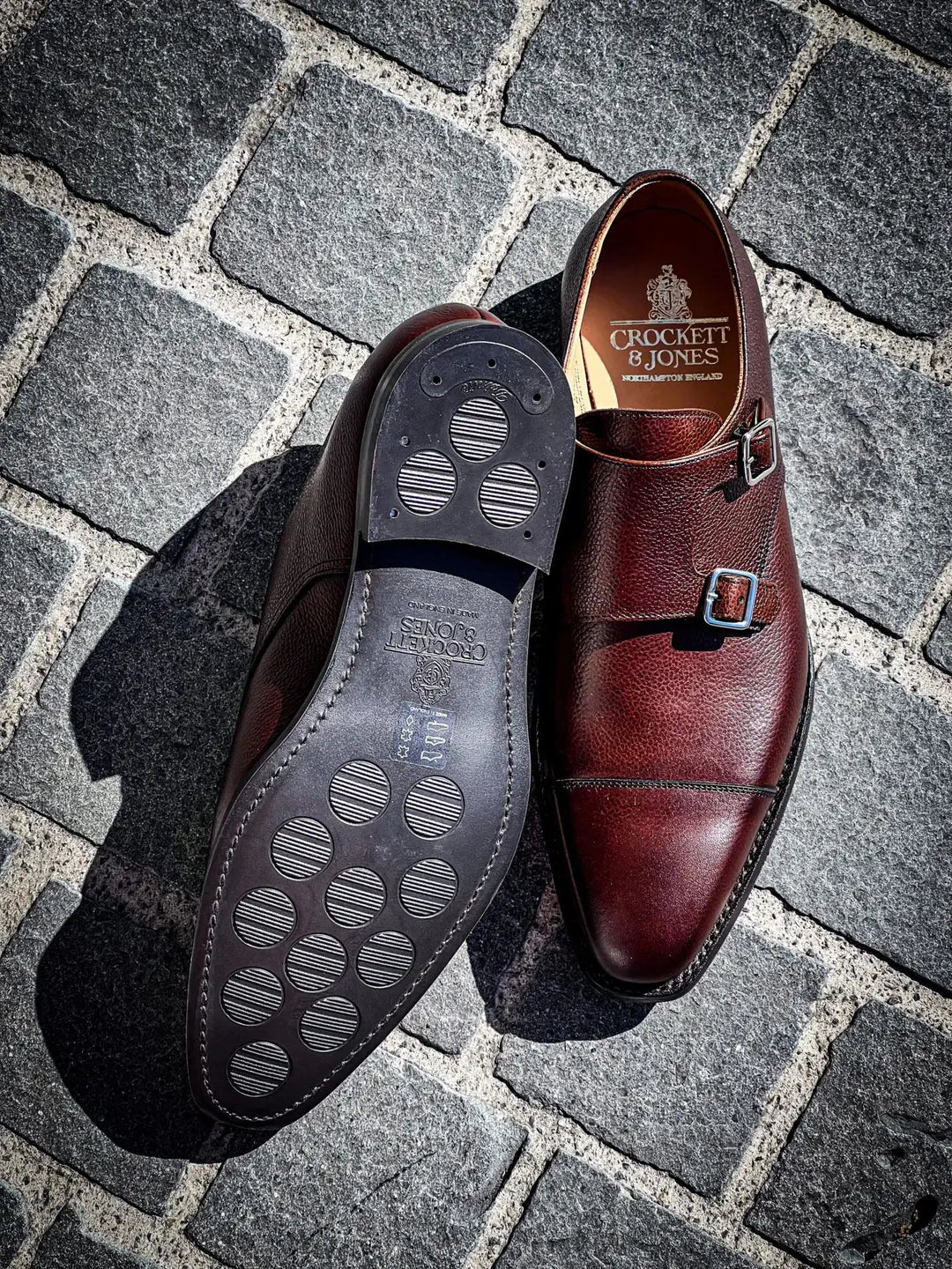 Crockett & Jones Lowndes Pebble Grain Dark Brown Double Monk Strap, view 2