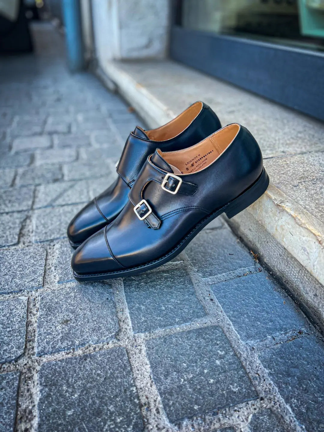 Crockett & Jones Lowndes Black City Sole Double Monk Strap in calf leather, view 4