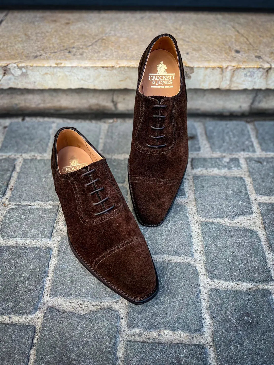 Crockett & Jones Westbourne Dark Brown Suede Cap Toe Oxford, view 3