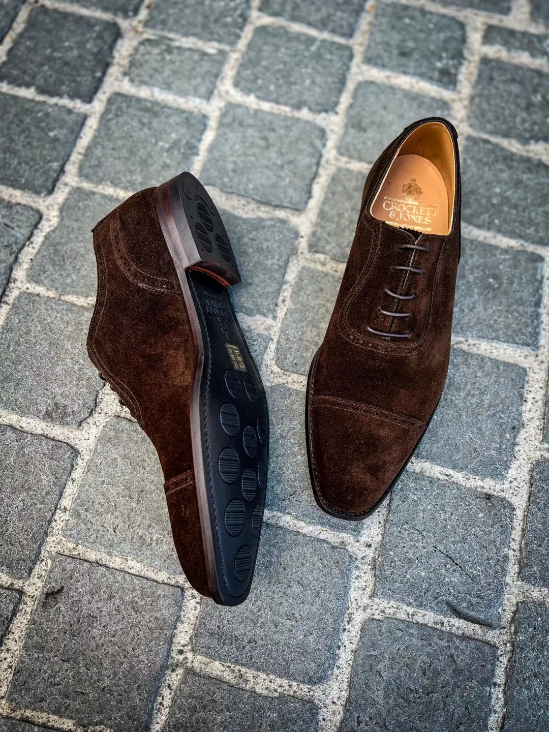 Crockett & Jones Westbourne Dark Brown Suede Cap Toe Oxford, view 2