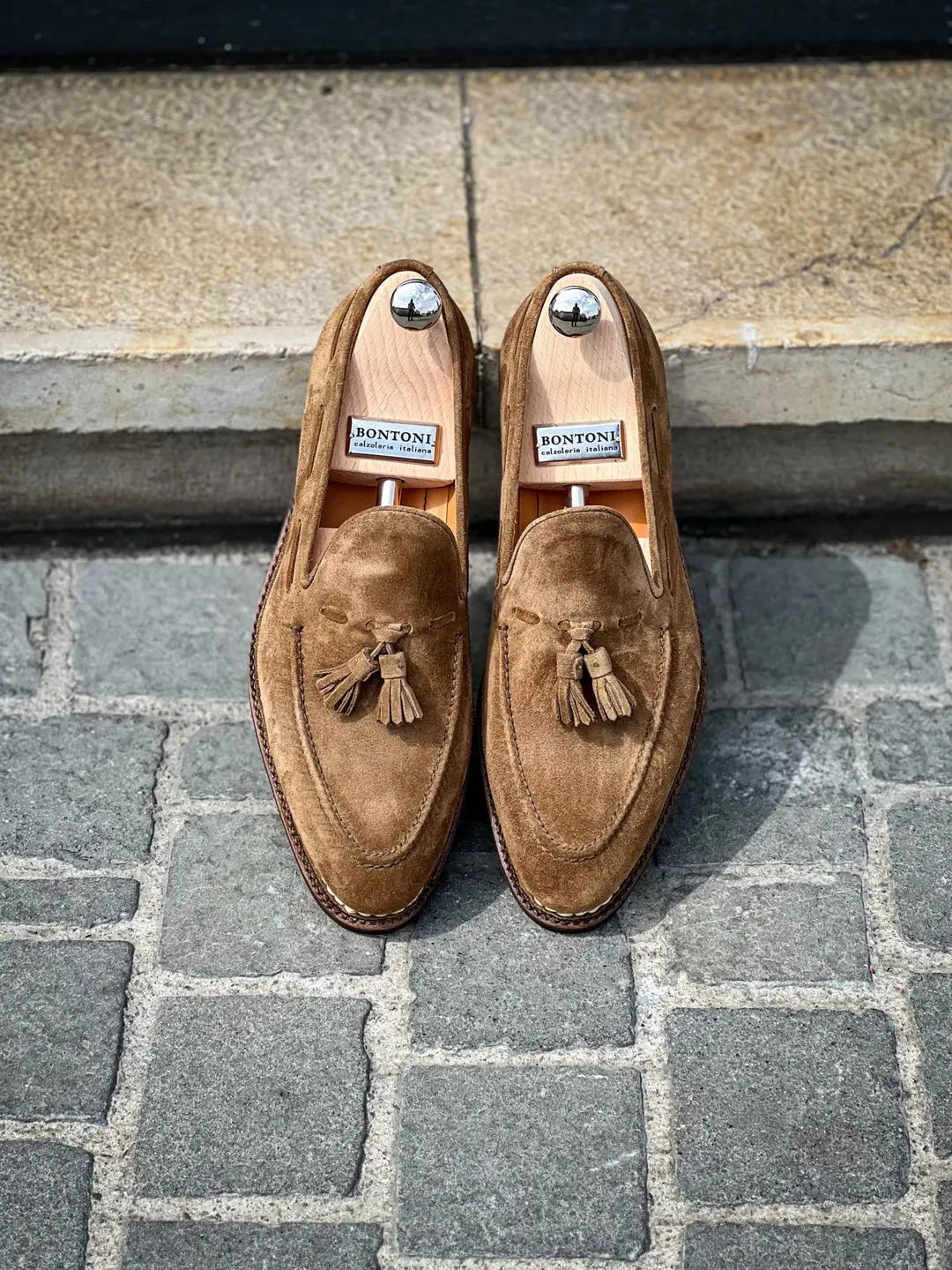 Bontoni Conte Max Beige Suede Loafer, view 5