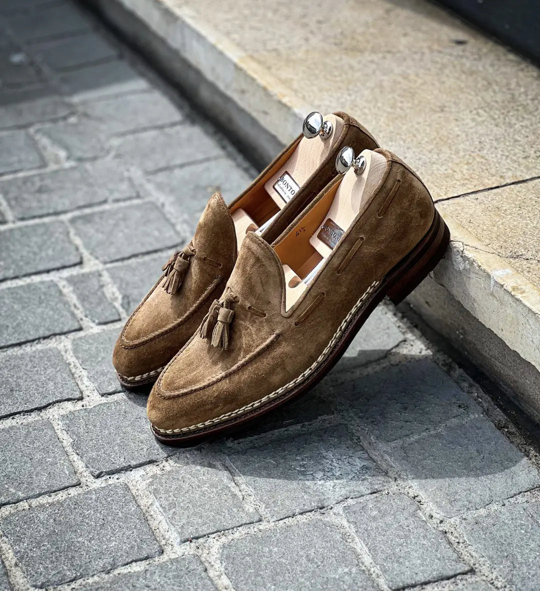 Bontoni Conte Max Beige Suede Loafer, view 4