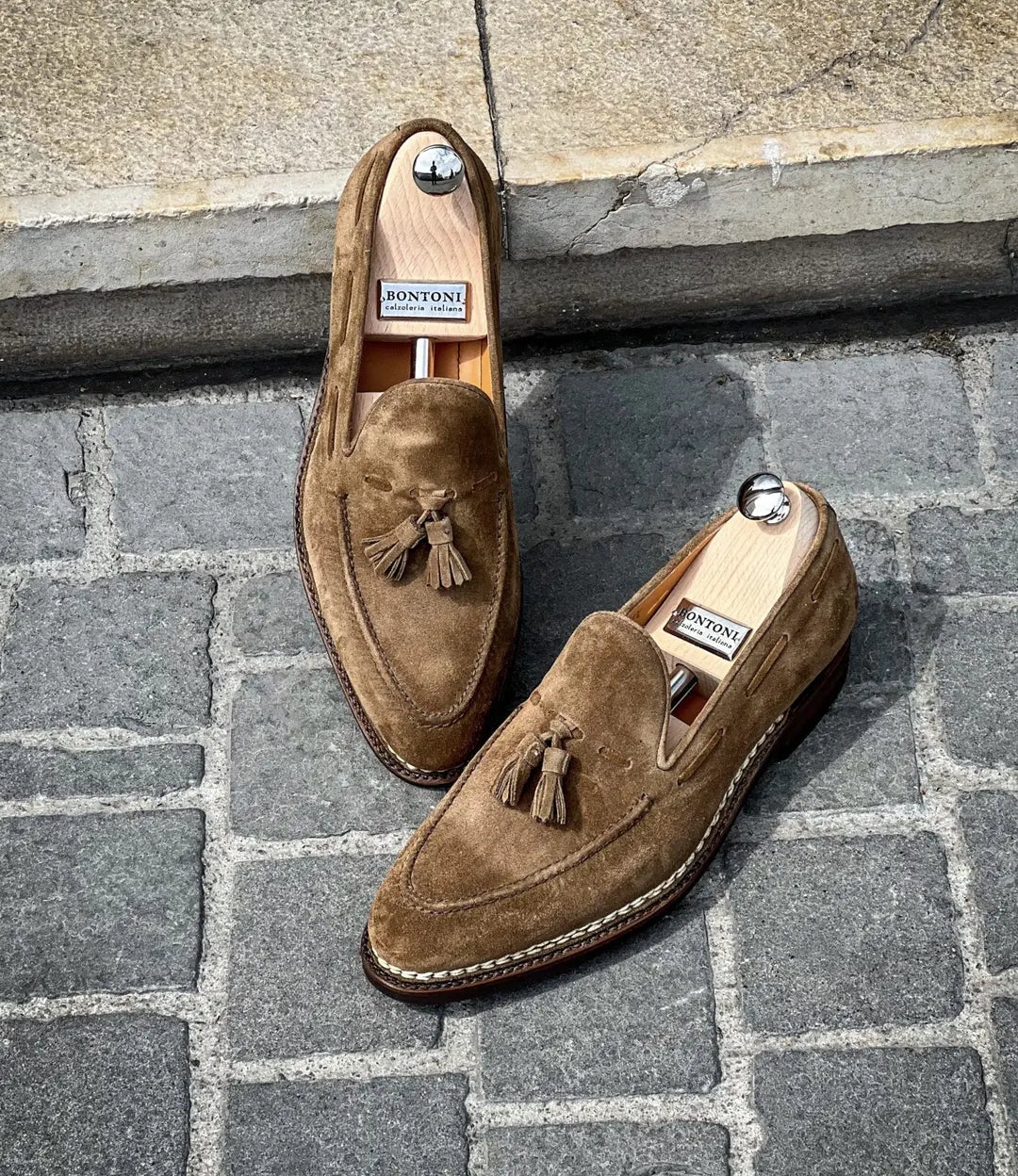 Bontoni Conte Max Beige Suede Loafer, view 3