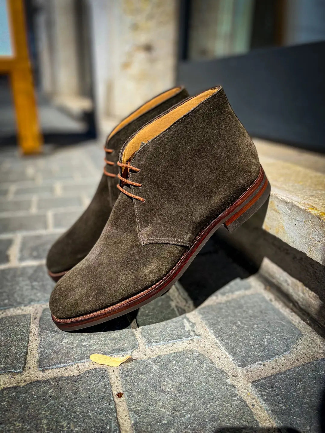 Crockett & Jones Chiltern Earth Green Suede Chukka Boot, view 4