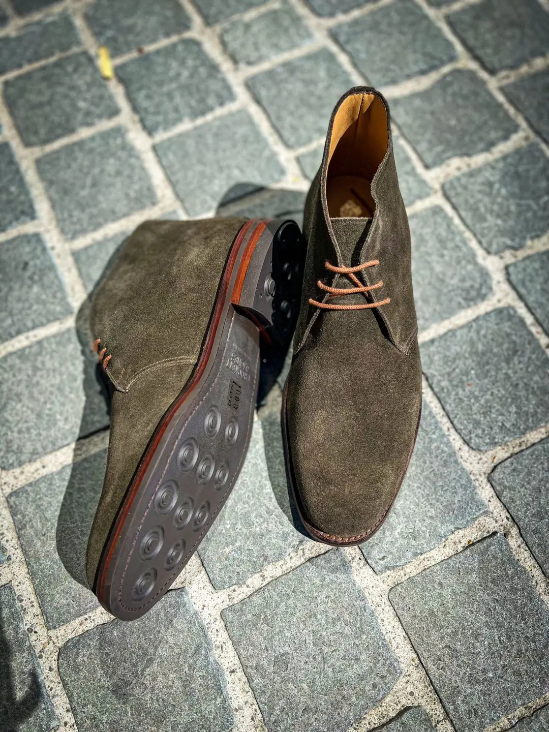 Crockett & Jones Chiltern Earth Green Suede Chukka Boot, view 2