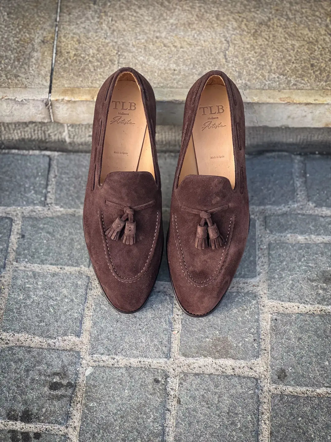 TLB Tassel Loafer Dark Brown Suede, view 5