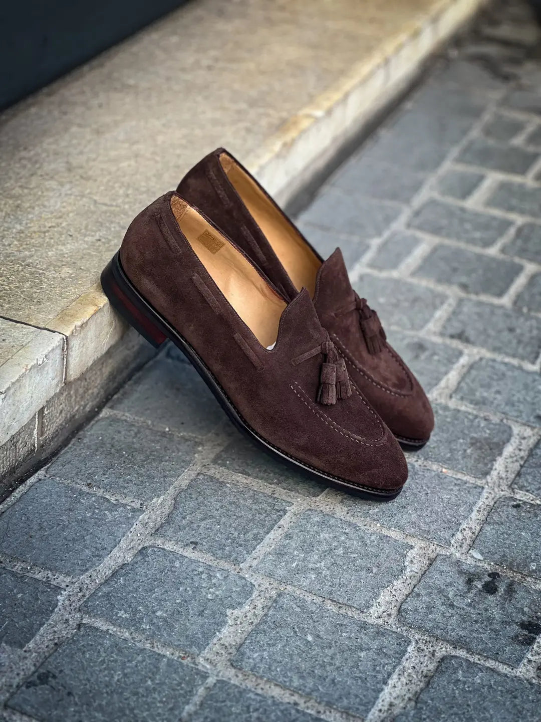 TLB Tassel Loafer Dark Brown Suede